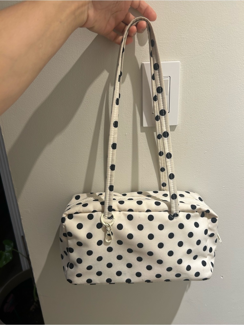 Polka Dot Cream Shoulder Bag with Black Dots